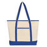 Large Canvas Deluxe Tote - natural/royal