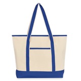 Large Canvas Deluxe Tote - natural/royal
