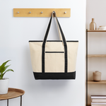 Large Canvas Deluxe Tote - Natural/Black