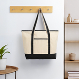 Large Canvas Deluxe Tote - Natural/Black