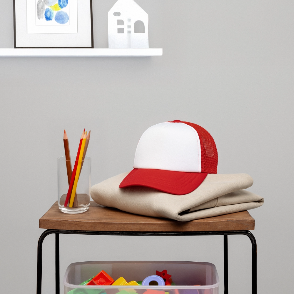Kid's Trucker Cap - white/red