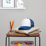 Kid's Trucker Cap - white/royal blue