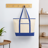 Large Canvas Deluxe Tote - natural/royal