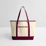 Large Canvas Deluxe Tote - natural/maroon