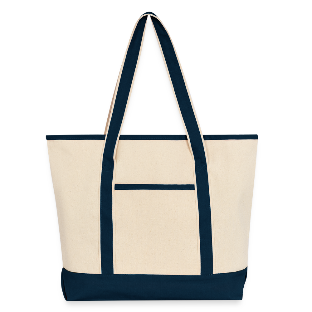 Large Canvas Deluxe Tote - Natural/French Navy