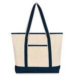 Large Canvas Deluxe Tote - Natural/French Navy