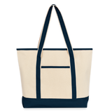 Large Canvas Deluxe Tote - Natural/French Navy