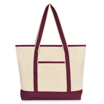 Large Canvas Deluxe Tote - natural/maroon