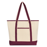 Large Canvas Deluxe Tote - natural/maroon