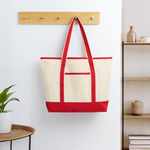Large Canvas Deluxe Tote - Natural/Classic Red